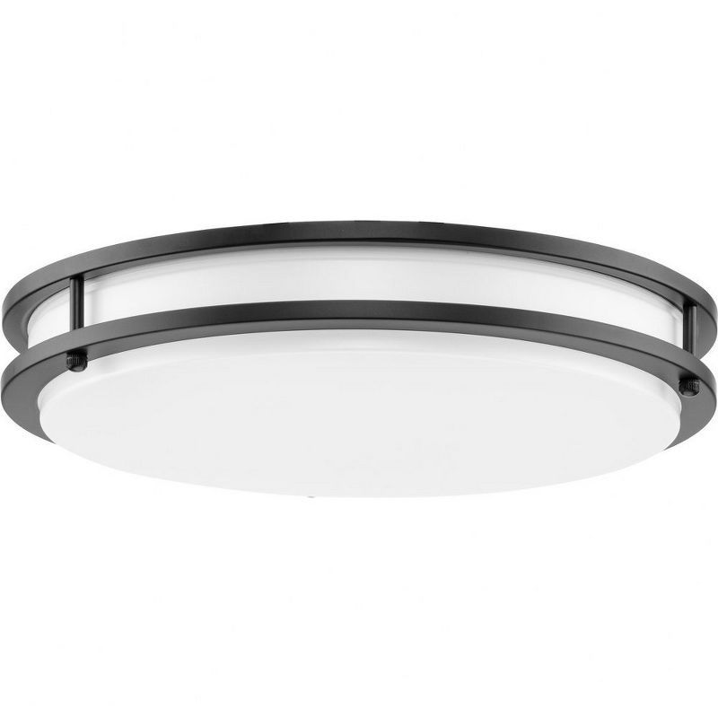 Abide 14" Matte Black and Nickel LED Flush Mount Light