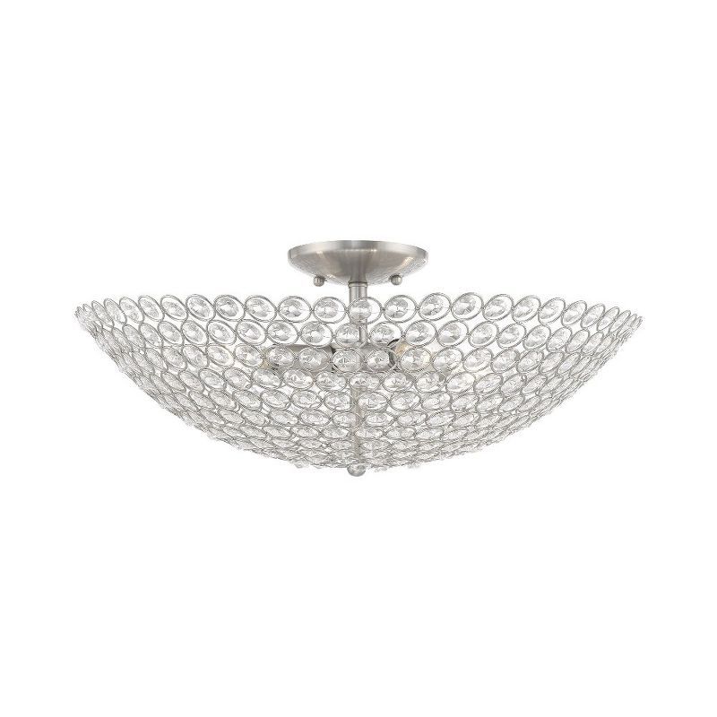 Cassandra Brushed Nickel 4-Light Crystal Bowl Ceiling Fixture