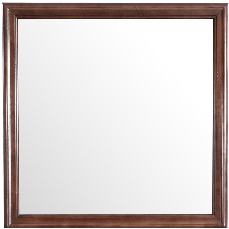 Classic Square Wood Framed Dresser Mirror in Rich Cappuccino