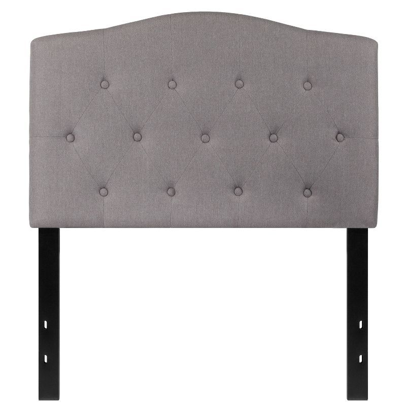 Light Gray Twin Tufted Upholstered Headboard with Metal Frame