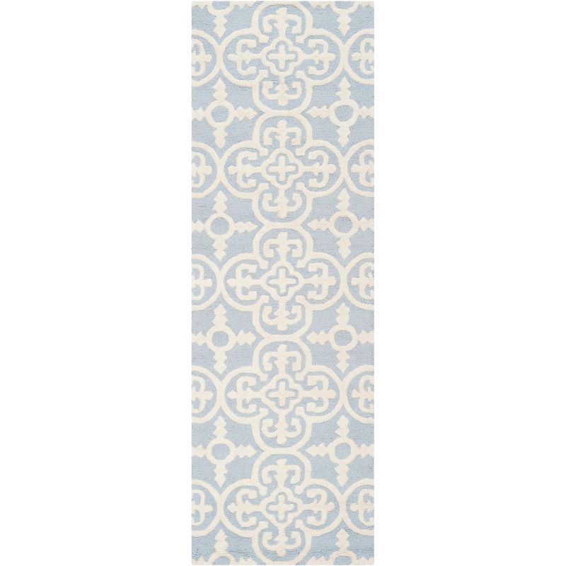 Hand-Tufted Cambridge Wool Rug in Light Blue and Ivory