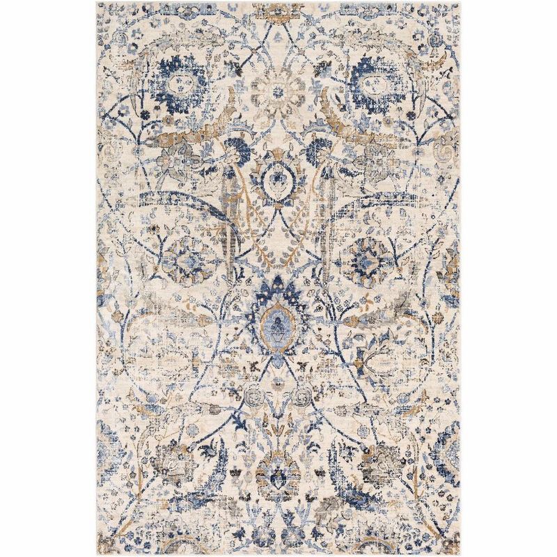 Avellino Oval Hand-knotted Blue Synthetic Fur Area Rug