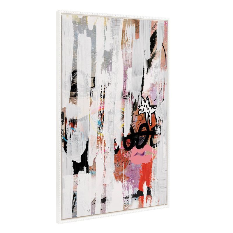 Sylvie Beaded White Framed Abstract Canvas Art 28"x38"