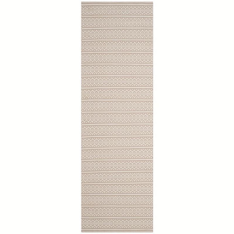 Hand-Woven Grey and Ivory Stripe Wool-Cotton Runner Rug 2'3" x 10'