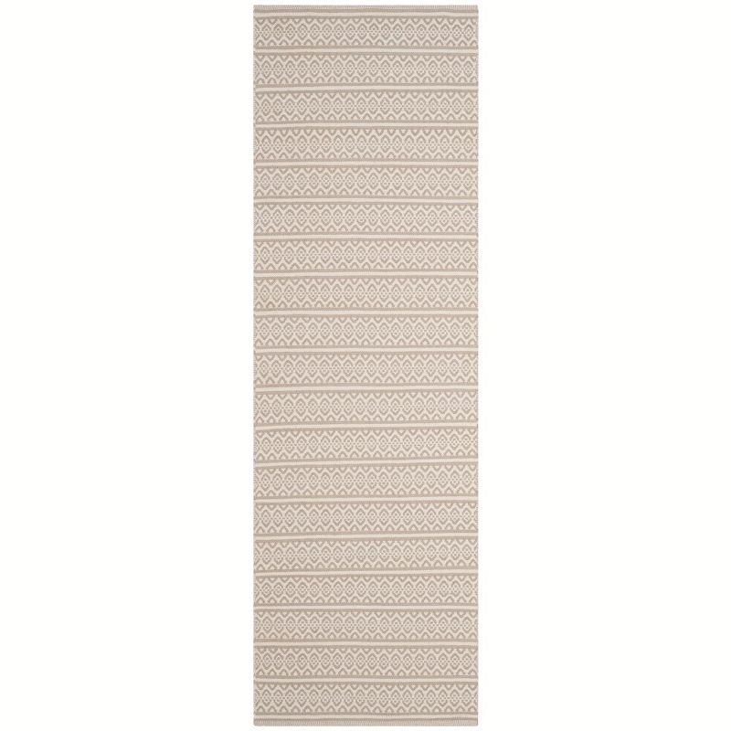 Coastal Charm Hand-Woven Gray and Ivory Stripe Wool-Cotton Runner Rug