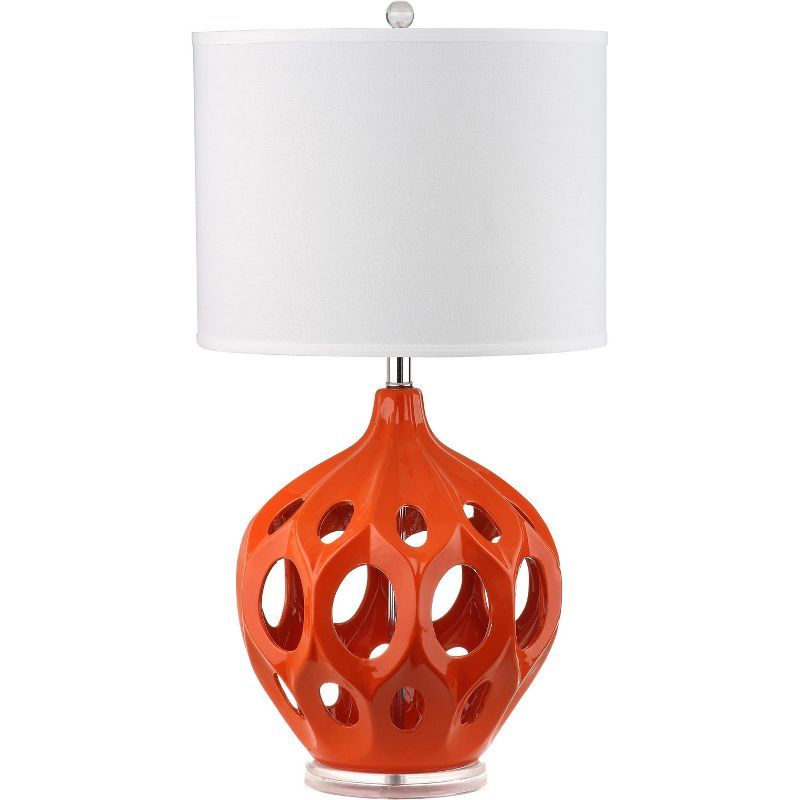 Regina 29" Orange Ceramic Table Lamp with White Shade