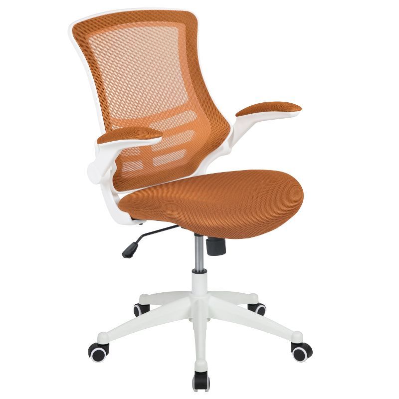 Adjustable Tan Mesh & White Leather Mid-Back Office Chair