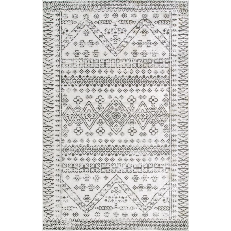 Serene Moroccan Square Light Gray Easy-Care Area Rug