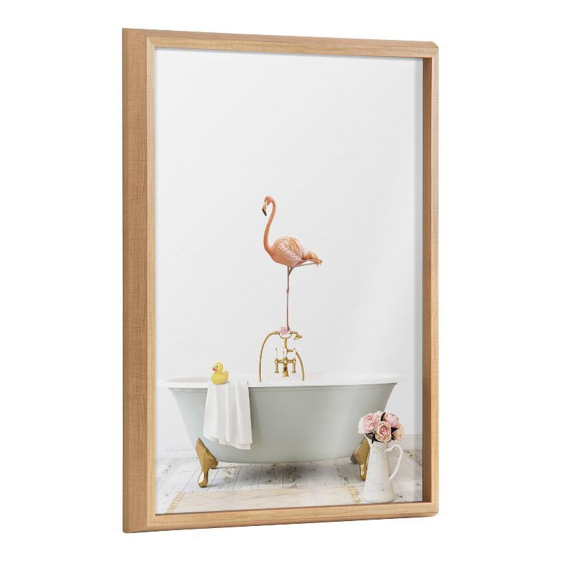 Blake Flamingo Cottage Bathroom Framed Glass Art Print