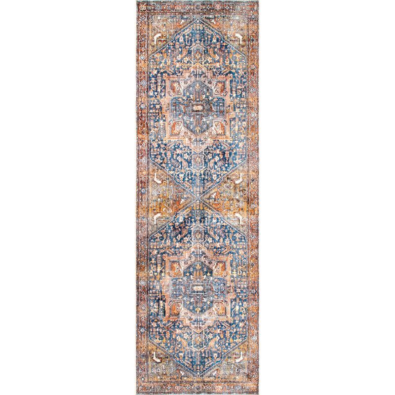 Harriet Vintage Medallion Fringe Rust Runner Rug - 2' 6" x 14'