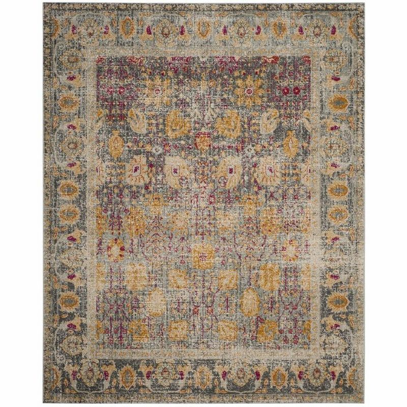 Granada Light Grey and Multicolor Synthetic 9' x 12' Area Rug