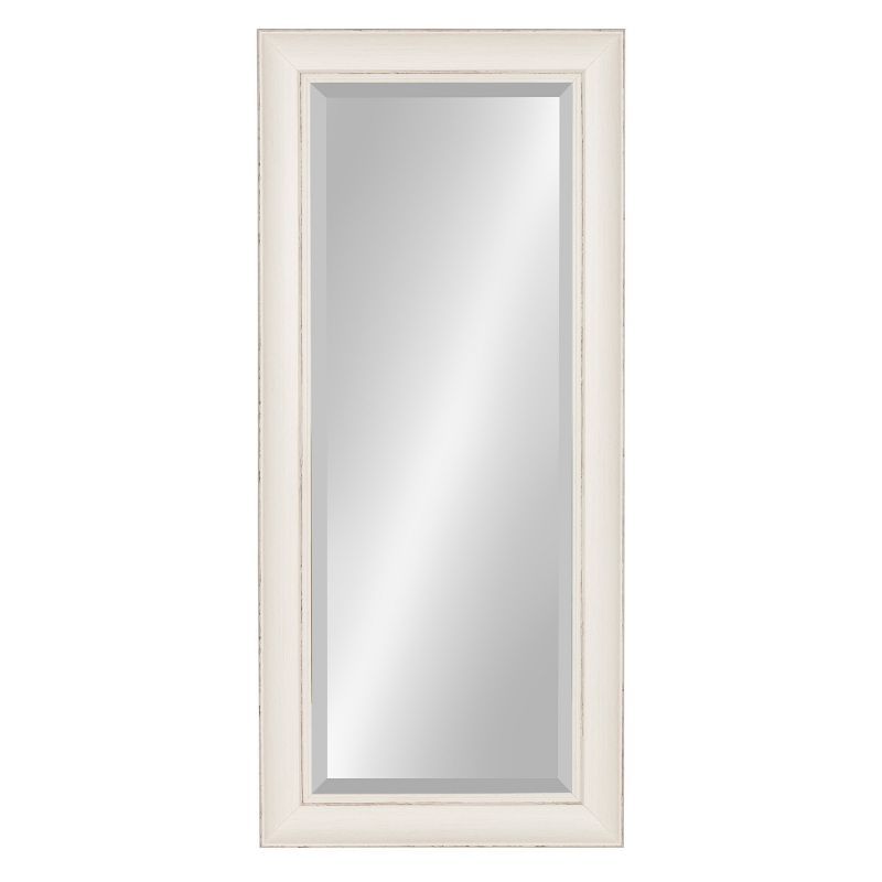 Macon Distressed Soft White Full Length Beveled Wall Mirror 16x36