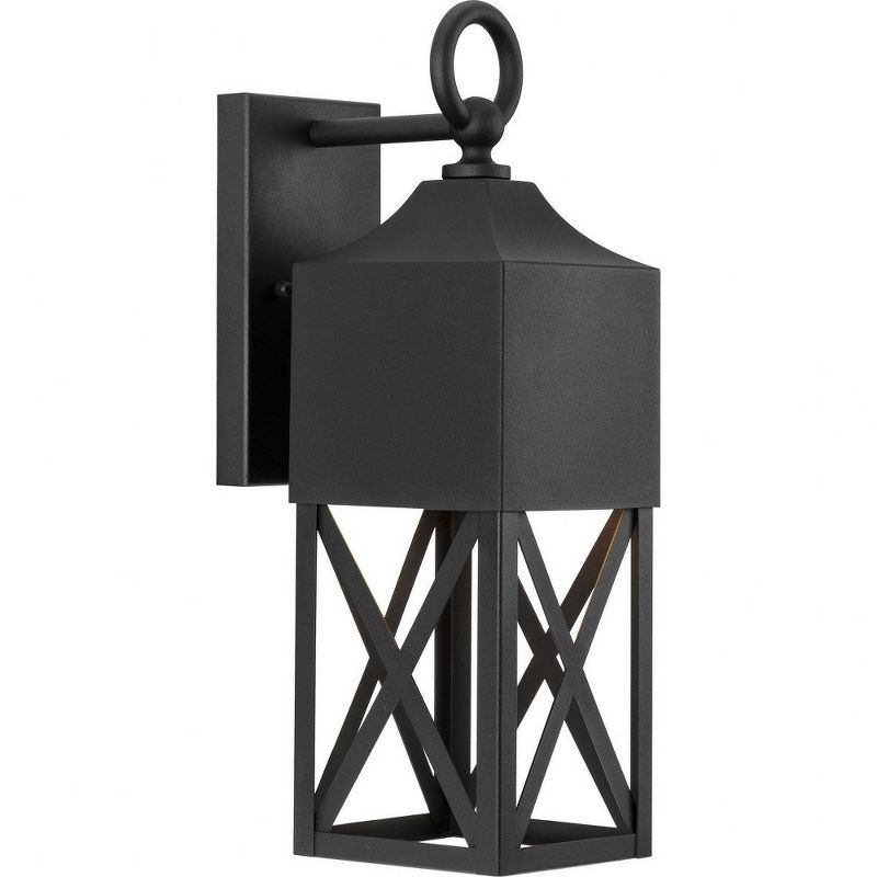 Textured Black and Antique Bronze Outdoor Wall Lantern with Geometric Cage