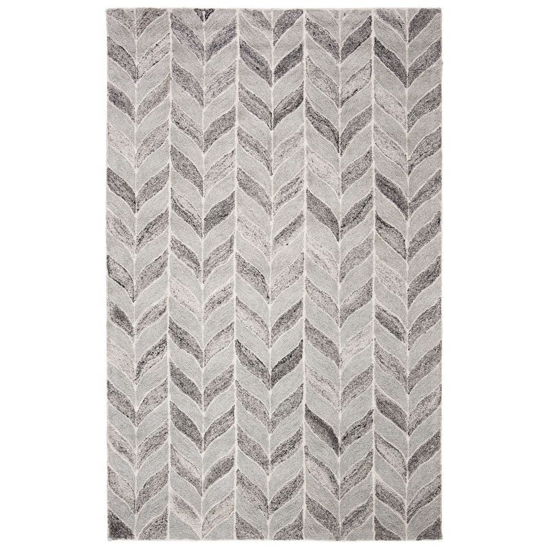 Handmade Abstract Gray Wool-Viscose Blend 8' x 10' Area Rug