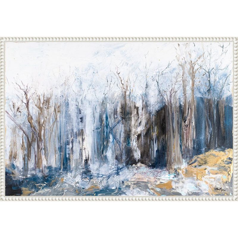 Serene Forest Landscape Beaded Framed Canvas Wall Art