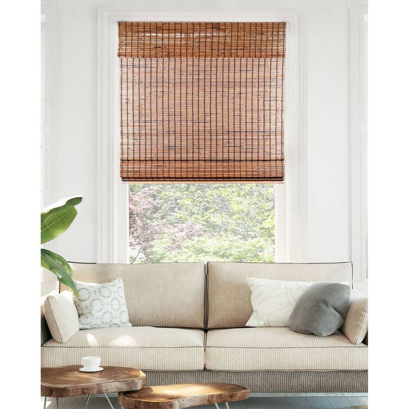 39" x 64" Beaver Brown Bamboo Cordless Roman Shade