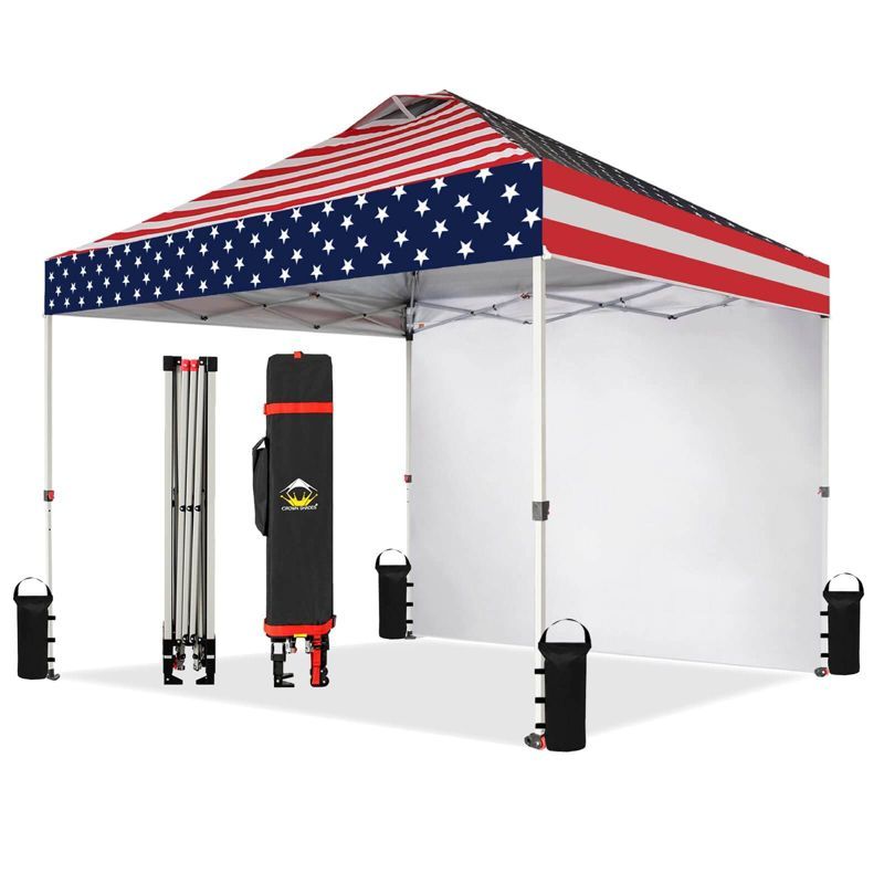 American Flag 10x10 Pop Up Canopy with Side Wall