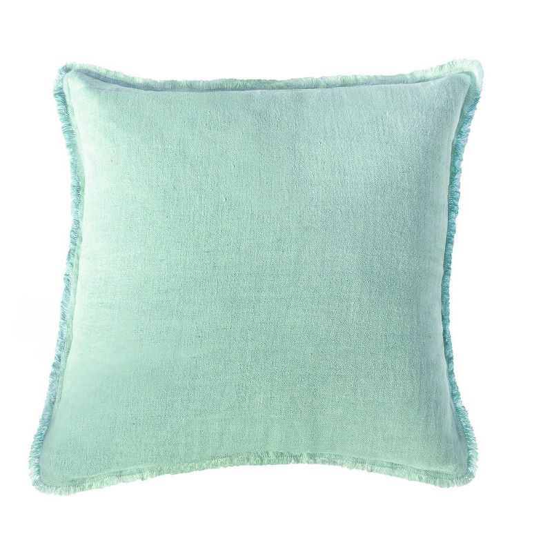 Mint Green Soft Linen Euro Pillow with Fringe