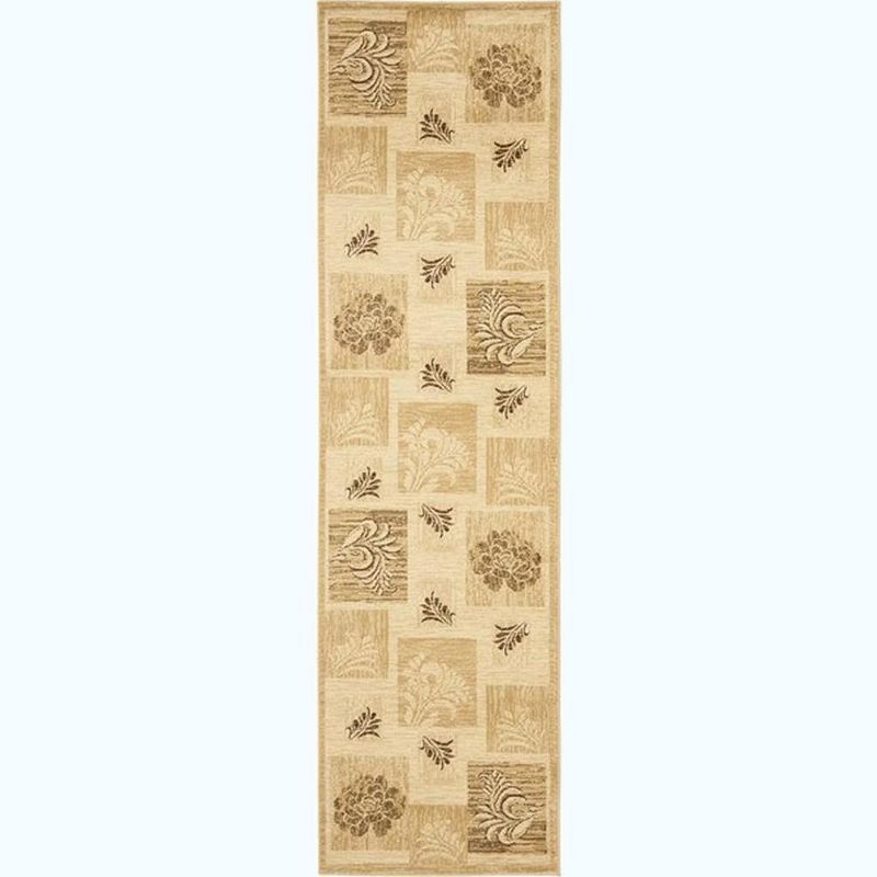 Ivory and Multicolor Floral Patchwork Area Rug, 2'3" x 8'