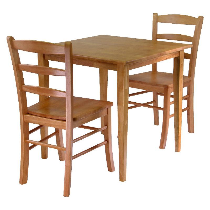 Light Oak Mid-Century Modern Dining Set with 2 Chairs