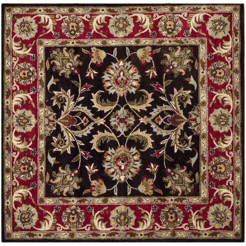 Heritage Elegance Red Square Hand-Tufted Wool Area Rug