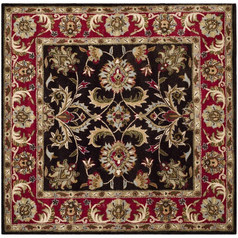 Heritage Elegance Red Square Hand-Tufted Wool Area Rug