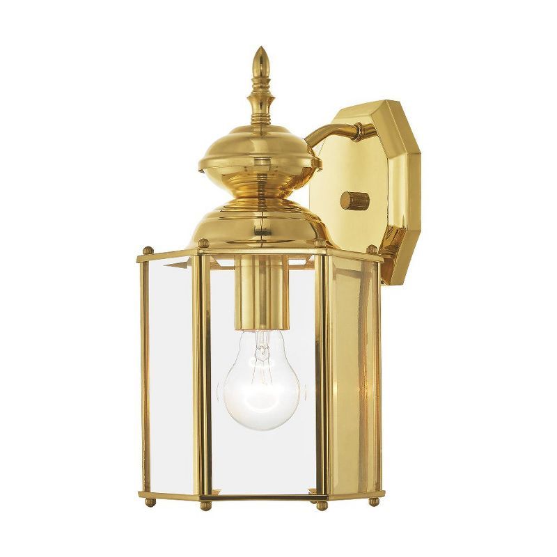 Elegant Polished Brass Lantern Sconce with Clear Beveled Glass