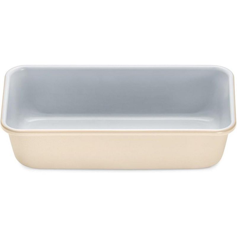 Cream Aluminized Steel Loaf Pan with Non-Stick Coating