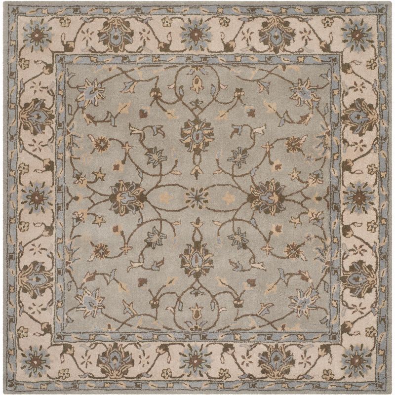 Elegant Heritage Hand-Tufted Wool Square Rug in Grey - 6' x 6'