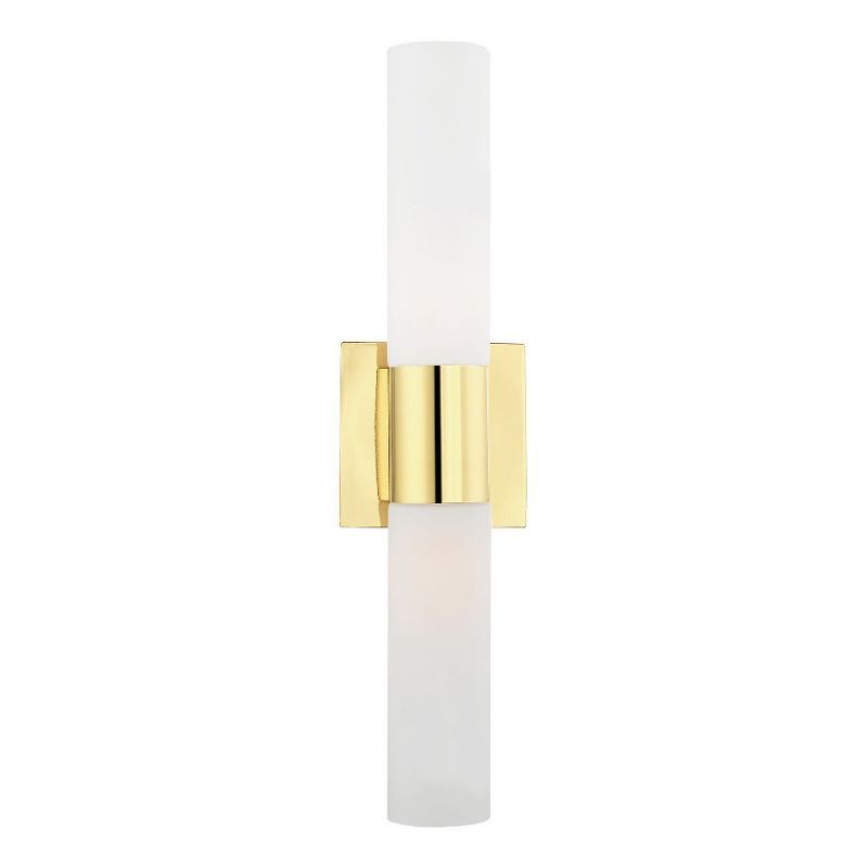 Polished Brass and Opal Glass 2-Light Vanity Sconce