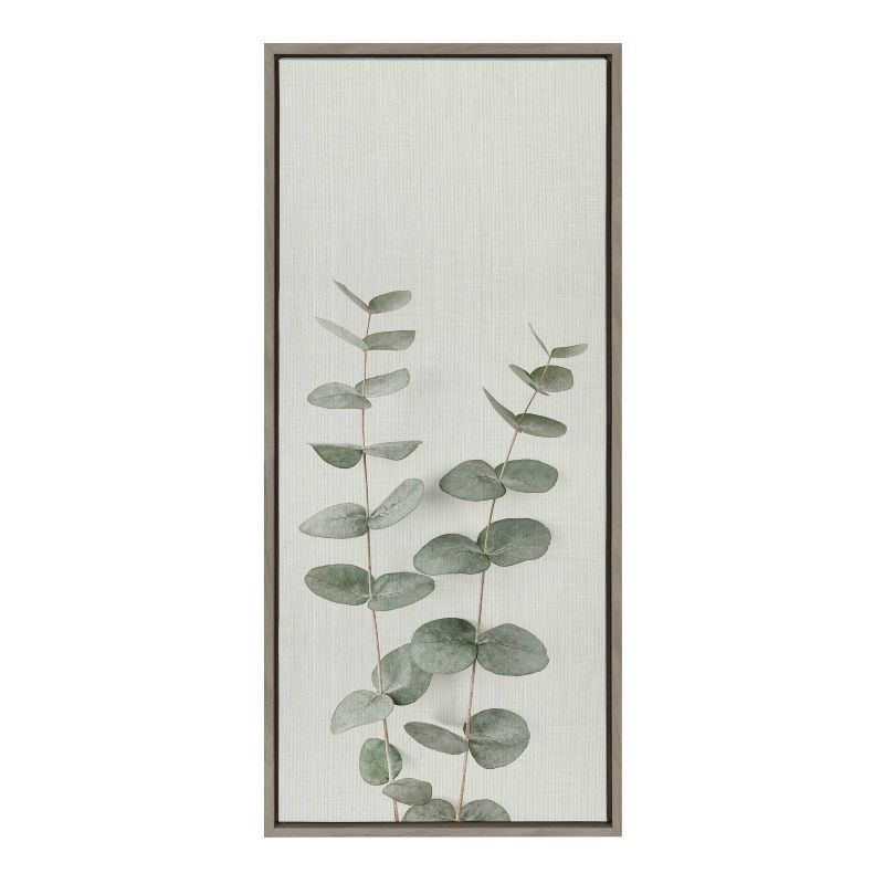 Gray and Green Eucalyptus Botanical Canvas Print, 18" x 40"