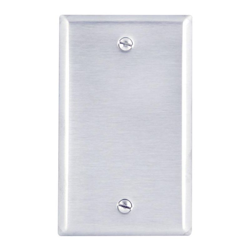 Leviton Silver Stainless Steel 1-Gang Blank Wall Plate