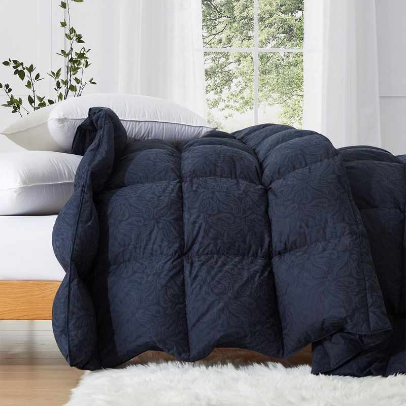 Twin Paisley Black Goose Down Comforter with Mesh Design