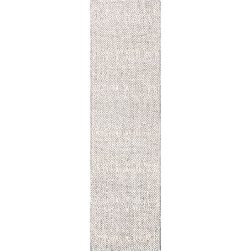 Gray Geometric Reversible Synthetic Indoor/Outdoor Rug