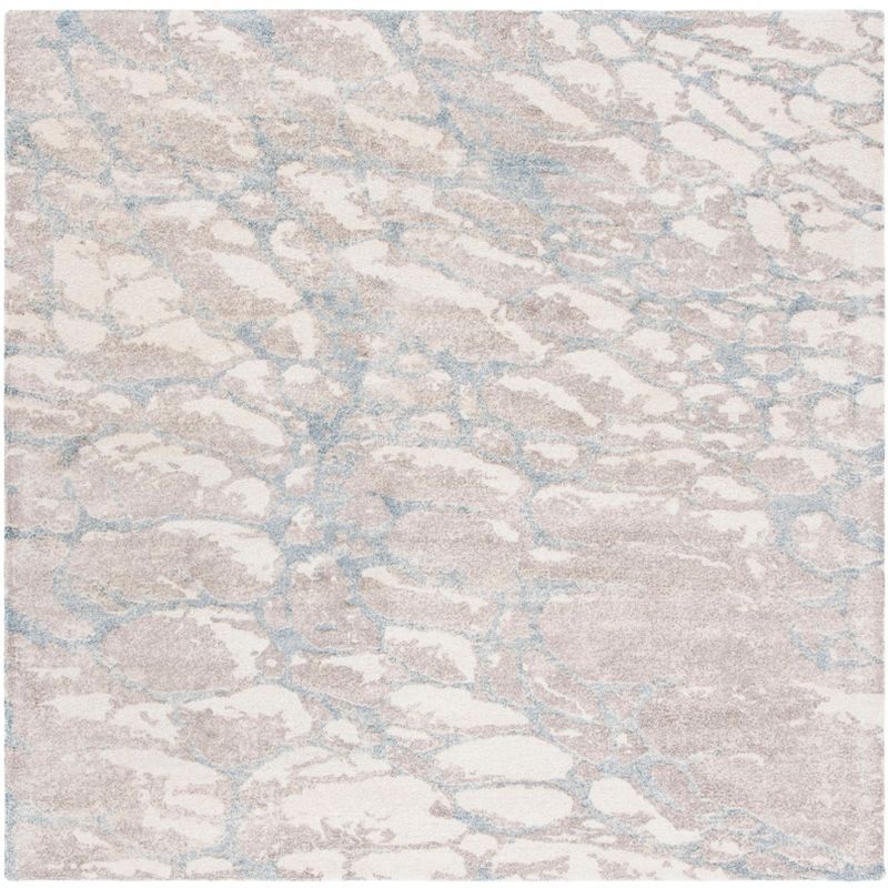 Hand-Tufted Light Brown and Ivory Wool Square Area Rug