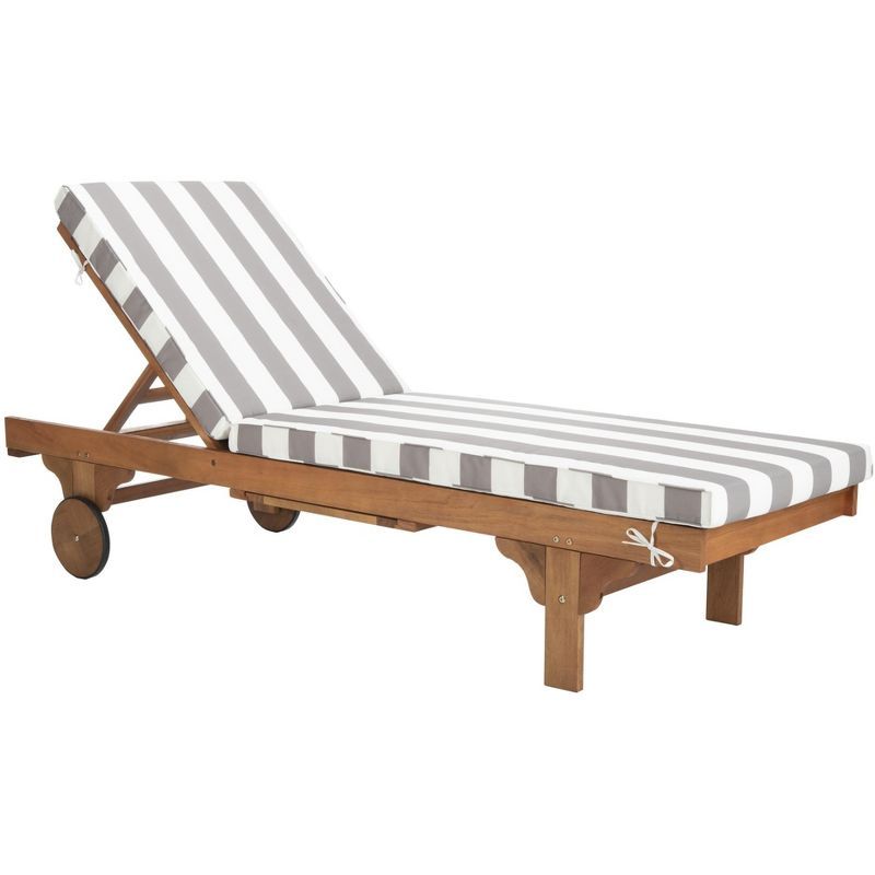 Transitional White Eucalyptus Outdoor Chaise Lounge with Cushions