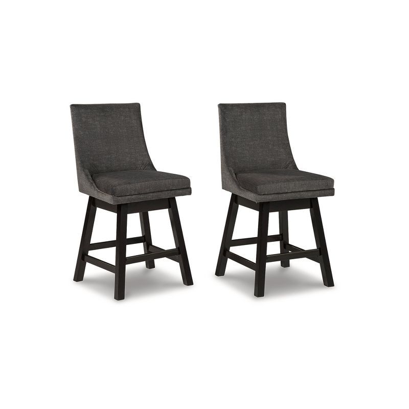 Tallenger Dark Gray Upholstered Swivel Counter Height Barstools Set of 2