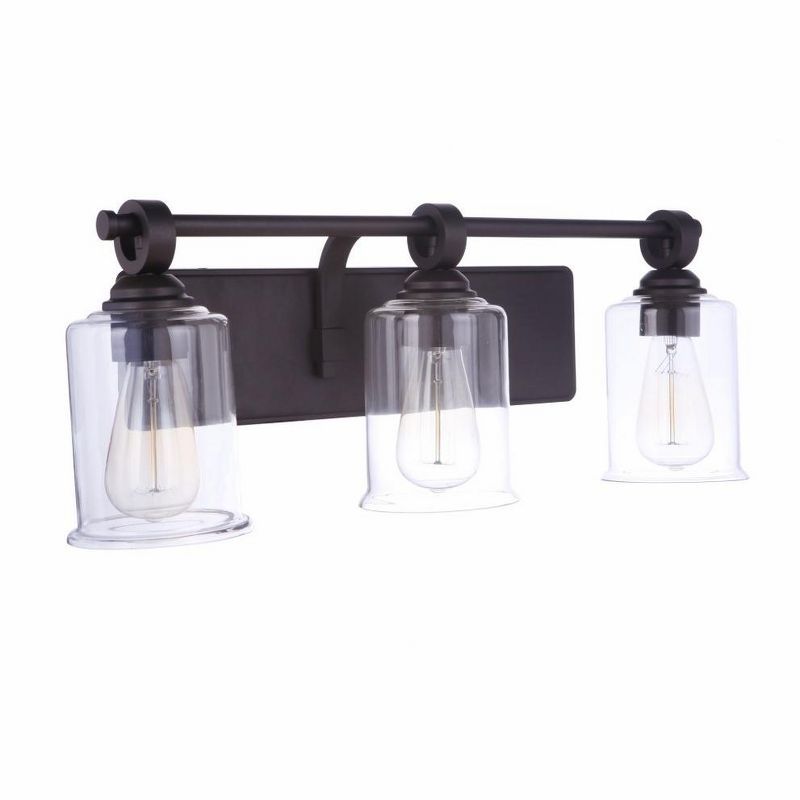 Espresso Nickel 3-Light Cylindrical Outdoor Vanity Fixture