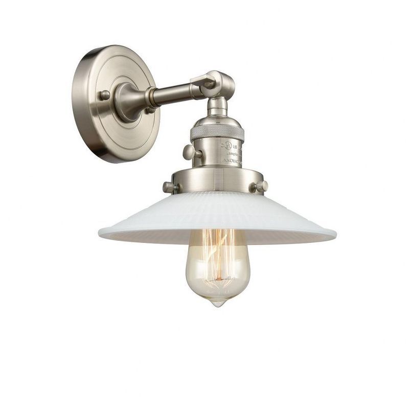 Brushed Satin Nickel Dimmable Sconce with Adjustable Brass Swivel