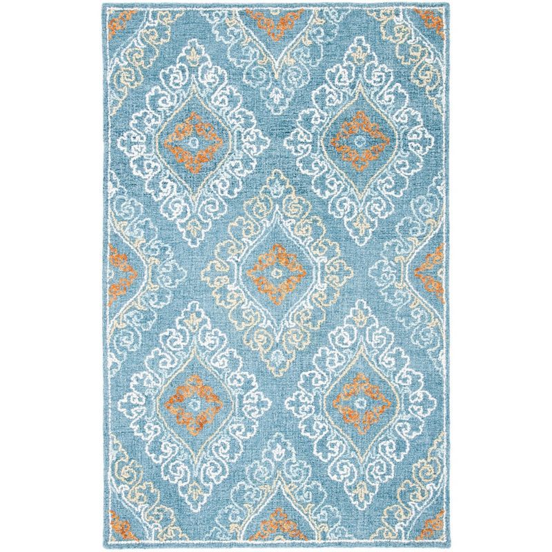 Hand-Tufted Country Casual Blue Wool Rectangular Rug 4' x 6'