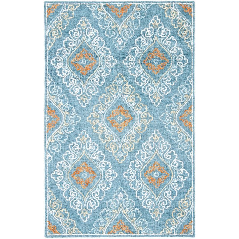 Hand-Tufted Country Casual Blue Wool Rectangular Rug 4' x 6'