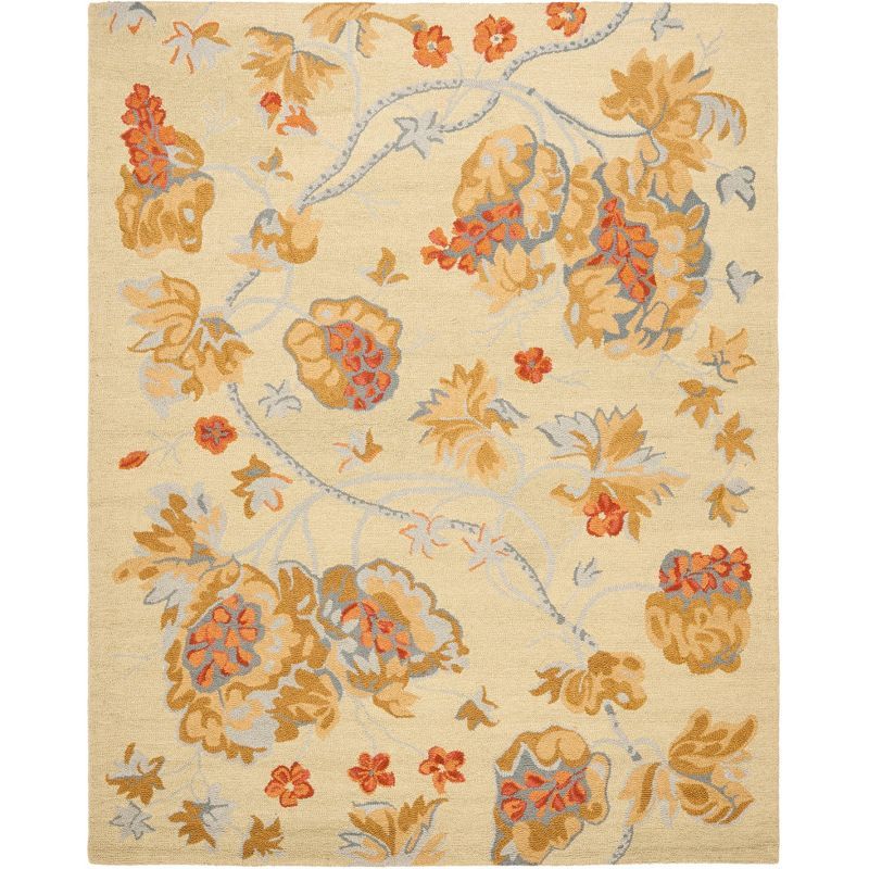 Beige Multicolor Floral Wool 8' x 10' Area Rug