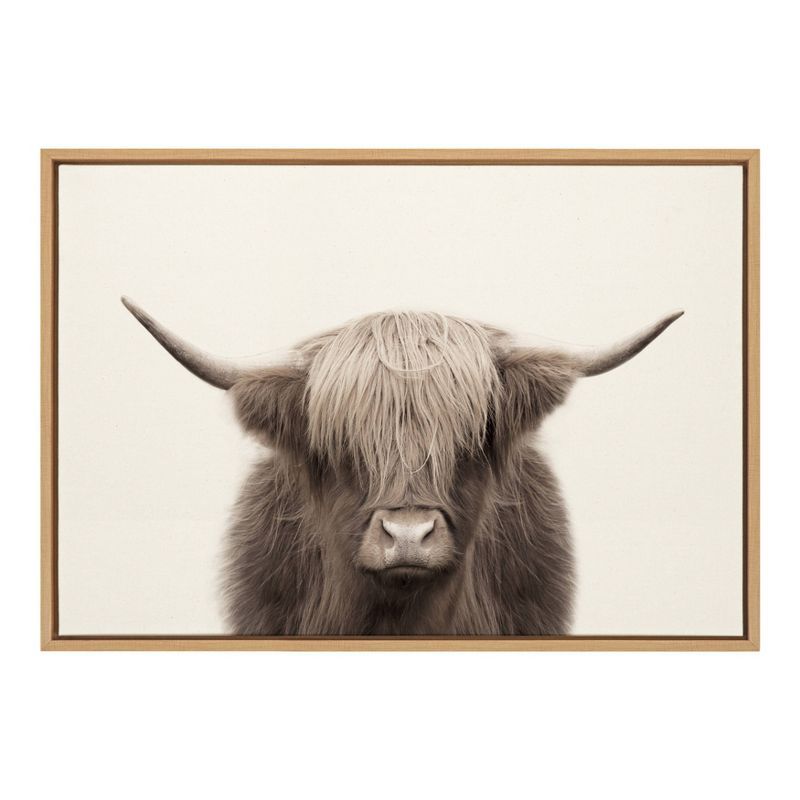 Natural Highland Cow Canvas Print with Polystyrene Frame