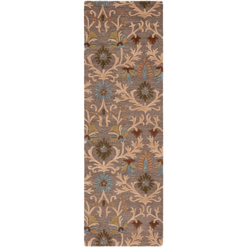 Handmade Blue and Beige Wool Tufted Runner Rug