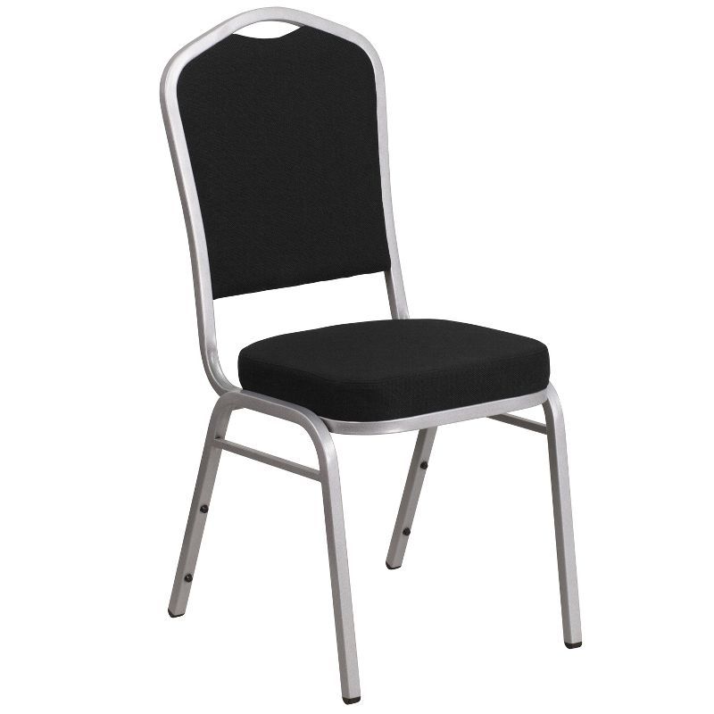 Black Fabric Silver Frame Stacking Banquet Chair