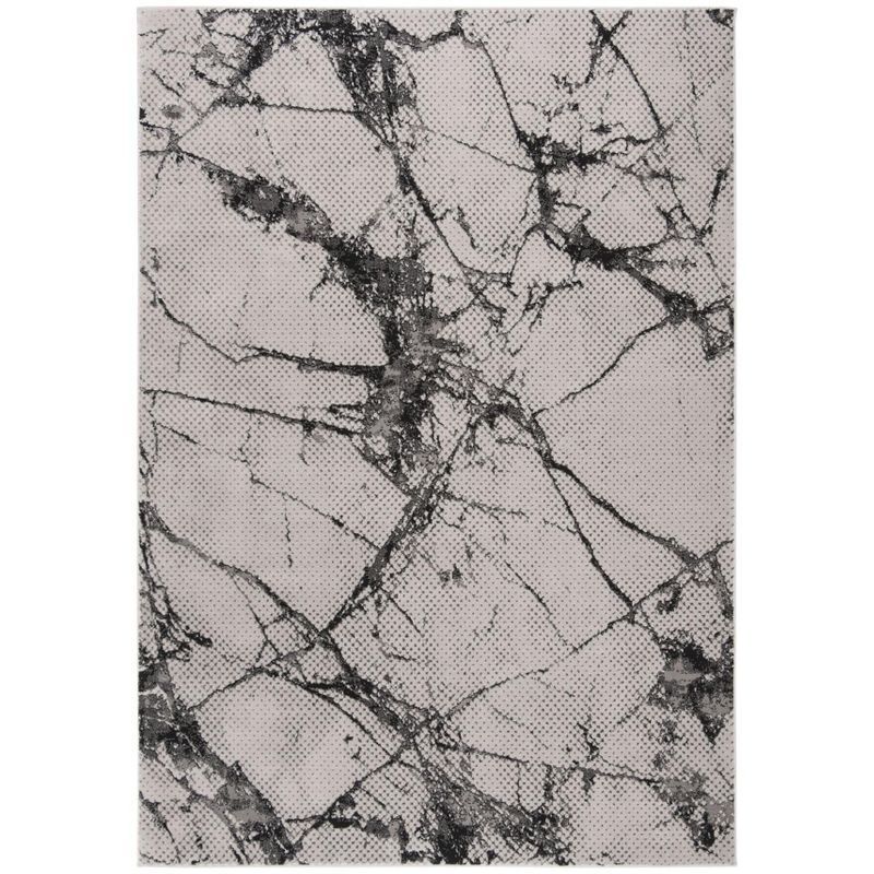 Gray and Black Abstract Rectangular Area Rug