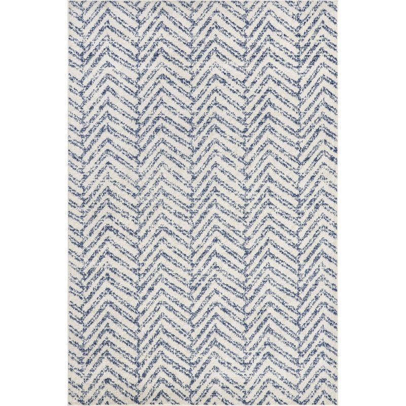 Reversible Blue Geometric Synthetic Area Rug 8' x 10'