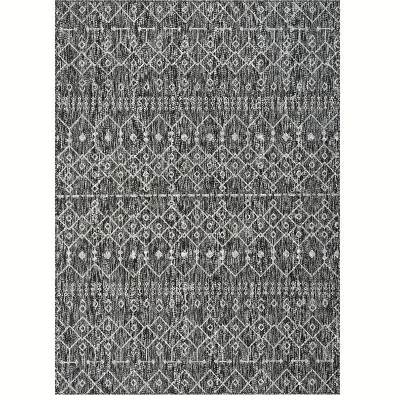 Nordic Lattice 6' x 9' Gray Synthetic Easy-Care Area Rug