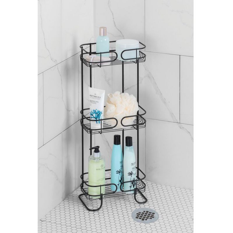 Matte Black Metal Freestanding 3-Tier Bathroom Organizer