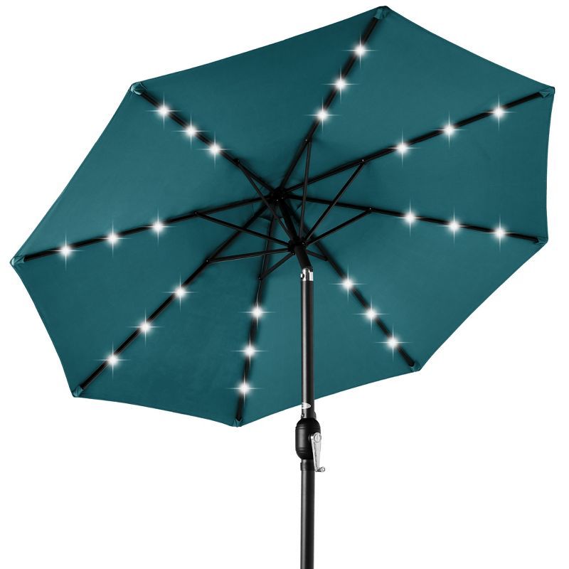 Cerulean 10ft Solar LED Lighted Patio Umbrella with Tilt Adjustment